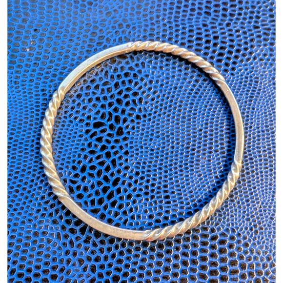Taxco Mexico Straight & Twisted Sterling Silver Stacking Bangle Bracelet - Picture 7 of 7